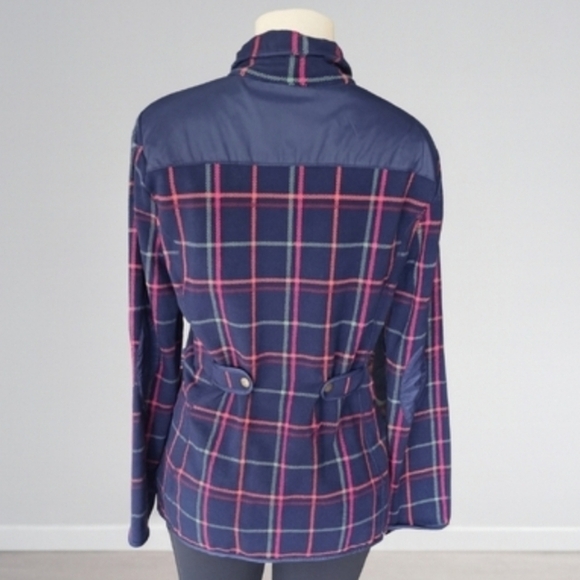 T by Talbots Navy Plaid Zip-Up Jacket Size M - Picture 5 of 5